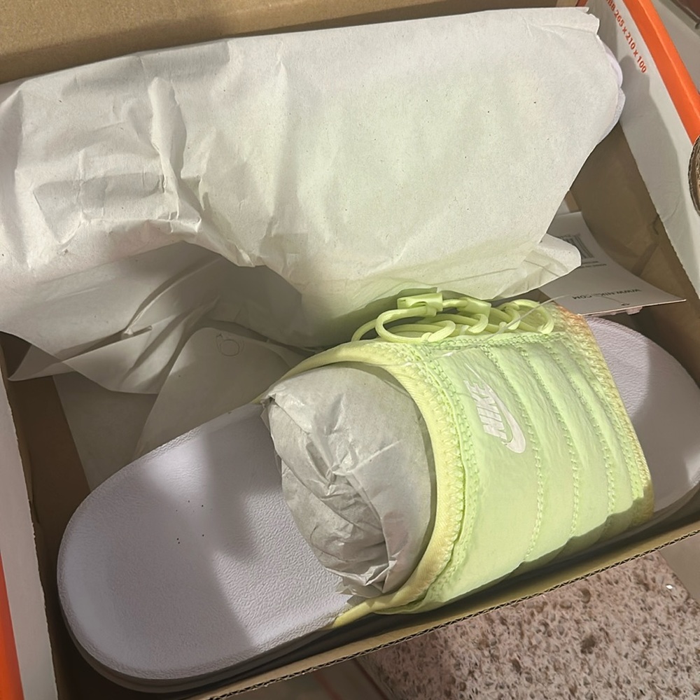 Brand new neon colored Nike slides